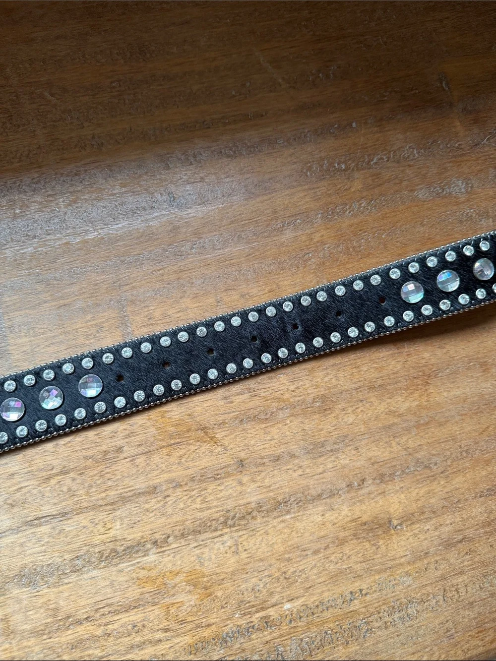 Studded Black Western Belt with Silver Buckle